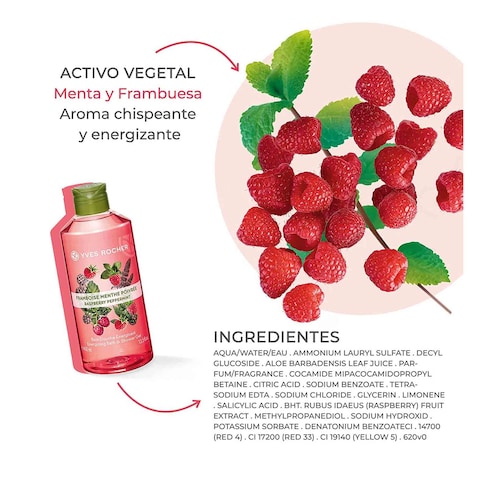 Yves Rocher Raspberry And Peppermint Energizing Bath And Shower Gel 400ml